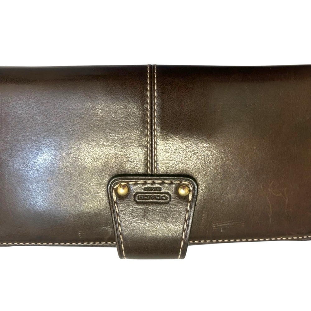 COACH Limited ED LILY LEGACY Brown LEATHER TURNLOCK ZIP CLUTCH PURSE WALLET - Picture 5 of 8
